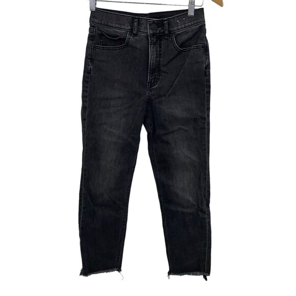 Denim - Express Size Zero Black Denim Jeans Mom Super High Rise Raw Hem